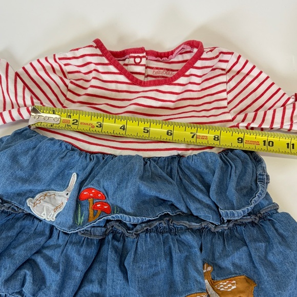Baby Boden 12-18m Baby Girl Dress Appliqué Embroidered Forest Bunnies Mushroom - Picture 7 of 12